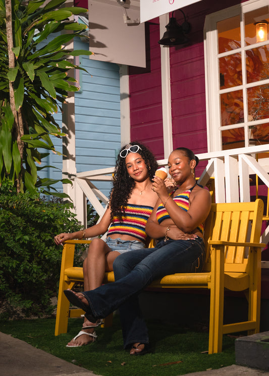 Multi-Coloured Decrease Top